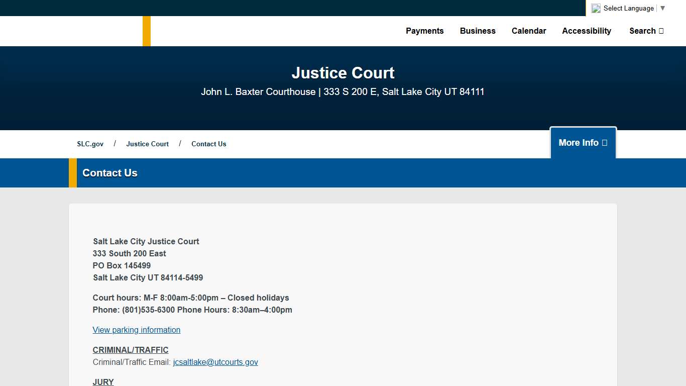 Contact Us | Justice Court