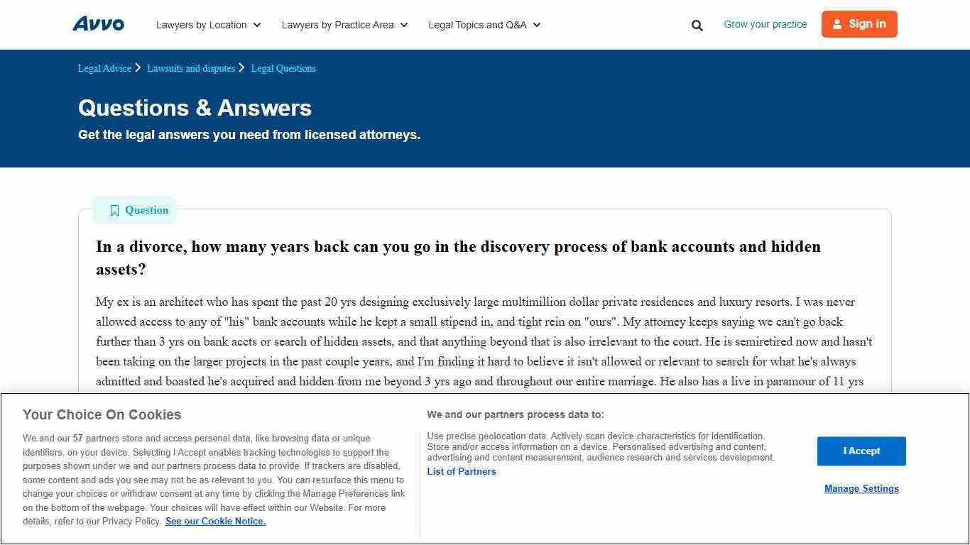 In a divorce, how many years back can you go in the discovery process of bank accounts and hidden assets? - Legal Answers