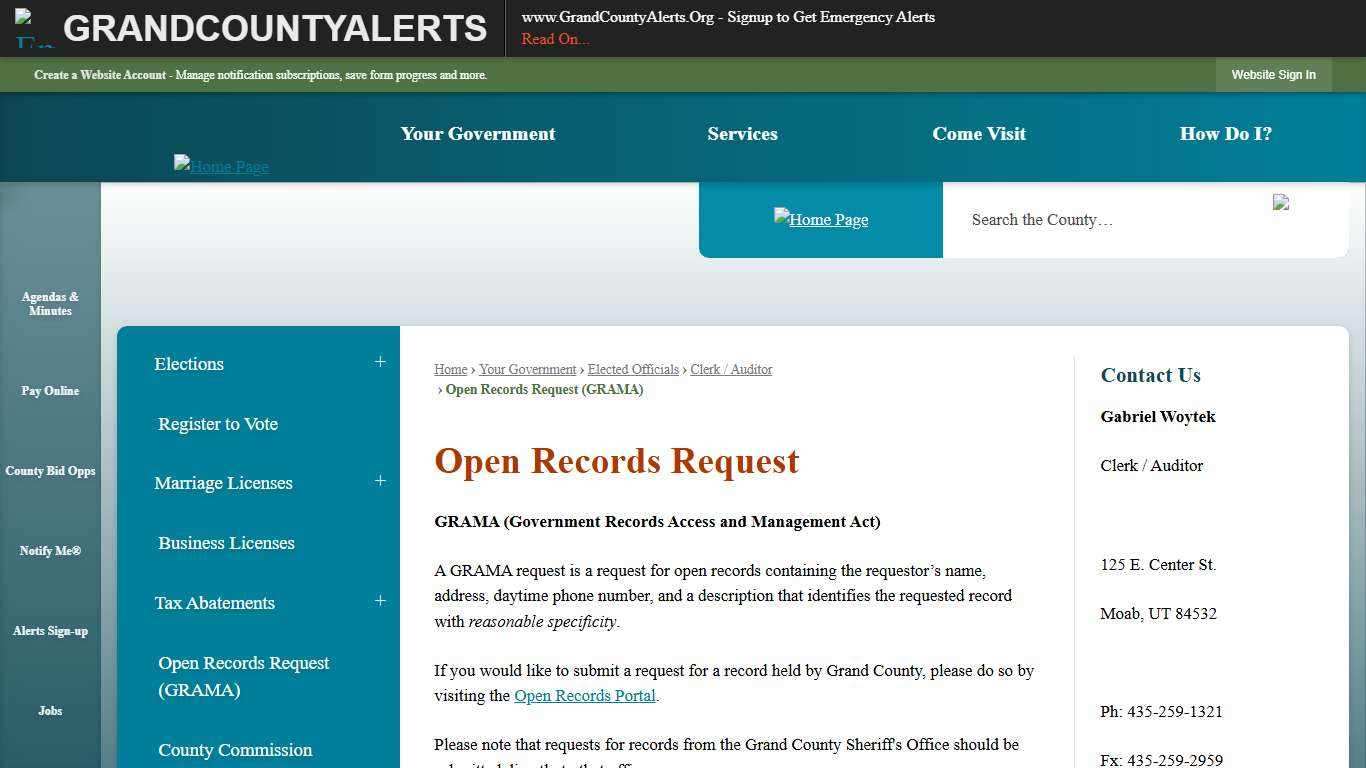 Open Records Request | Grand County, UT - Official Website